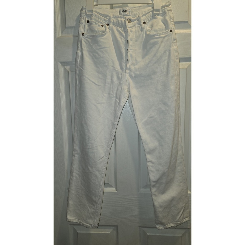 AGOLDE Jeans Size 28 Riley High Rise Straight Crop White Whip Button Fly NWOT
